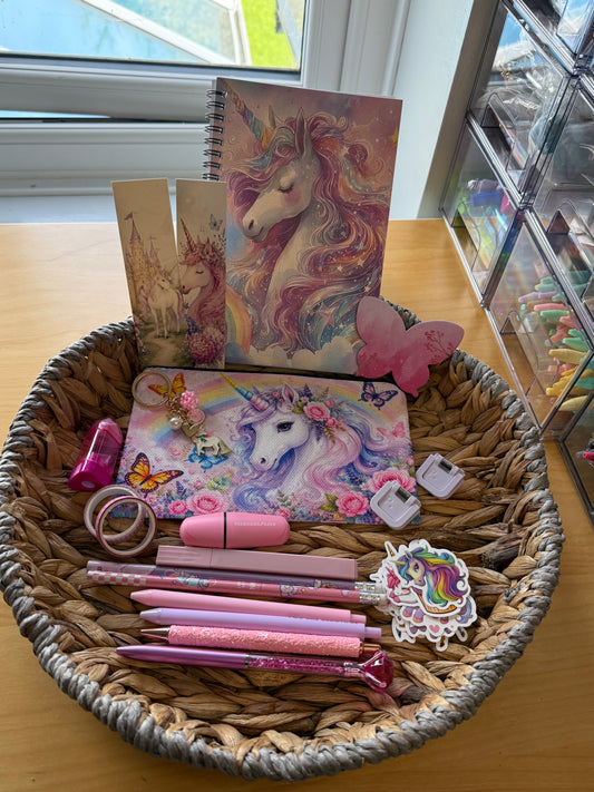 Pink Unicorn mini stationery box
