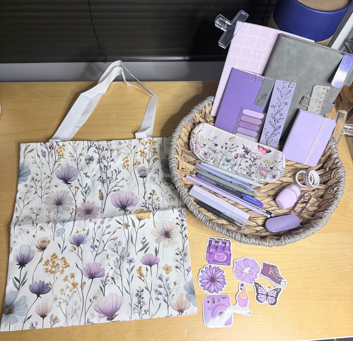 Purple and Grey Stationery Box