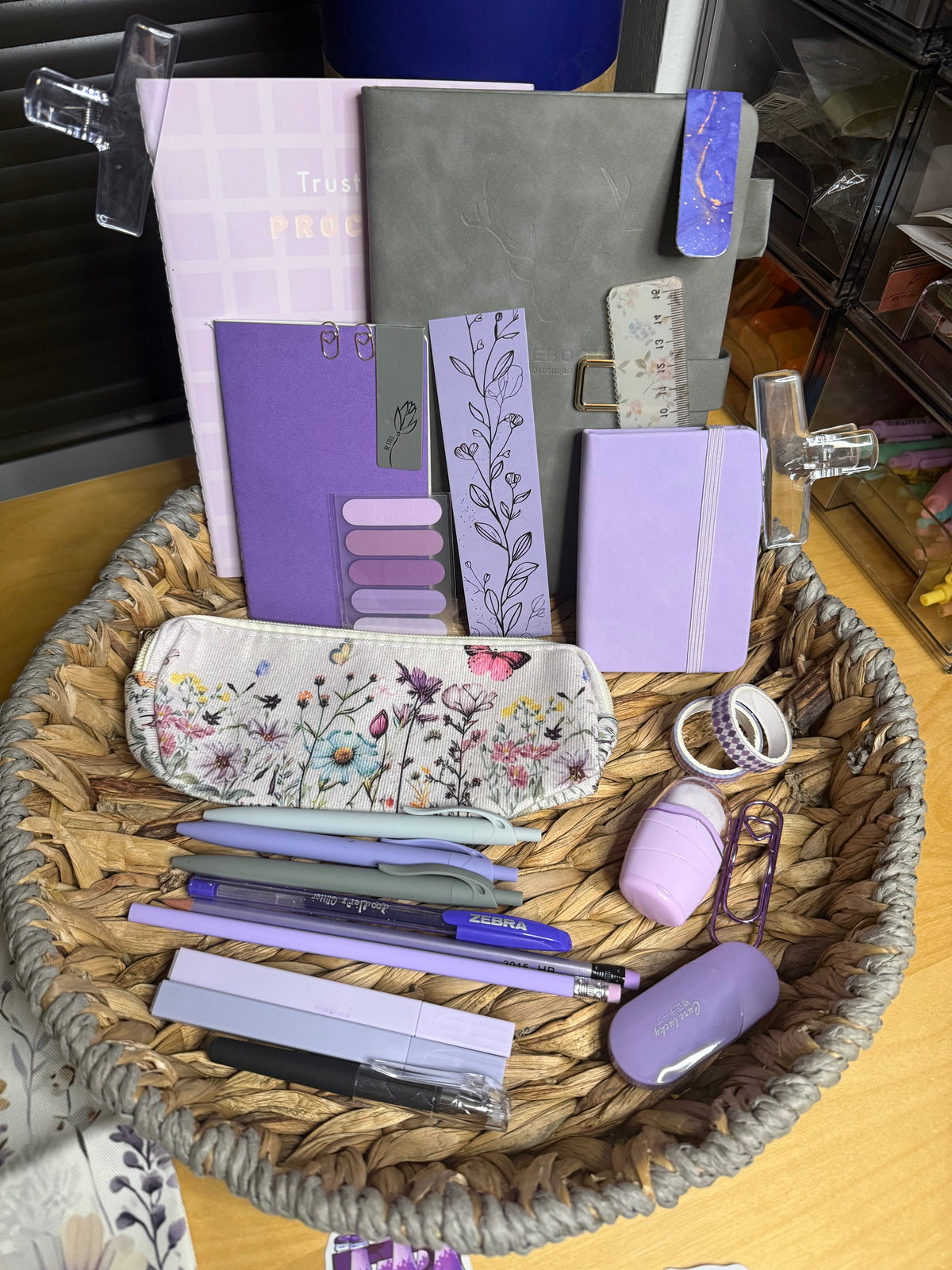 Purple and Grey Stationery Box