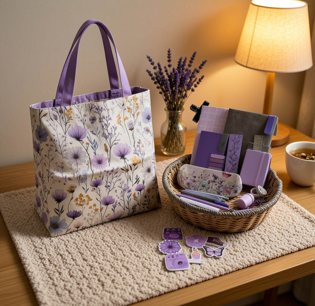 Purple and Grey Stationery Box