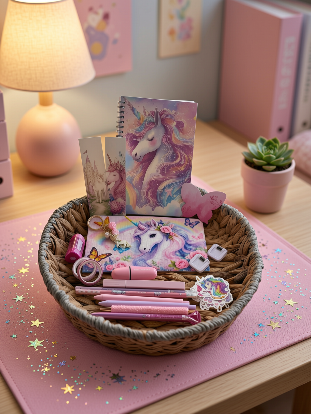 Pink Unicorn mini stationery box